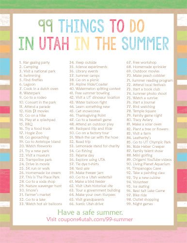 99 Things To Do In Utah In The Summer | Coupons 4 Utah Utah Summer Bucket List, Utah Activities, Utah Bucket List, Things To Do In Utah, Utah Summer, Date Activities, Utah Vacation, Starting A Book, Utah Adventures