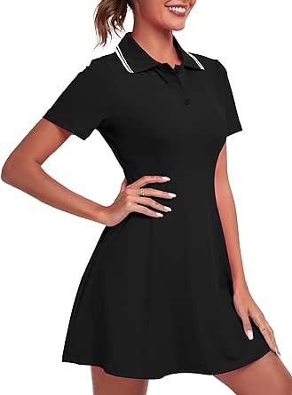 FKEEP Women's Golf Dress Tennis Dresses Workout Athletic Dress with Shorts/Short Sleeve/Pocket Tennis Dresses, Dress With Shorts, Sporty Leggings, Golf Dress, Golf Party, Timeless Outfits, Dress Comfortable, Golf Dresses, Athletic Dress