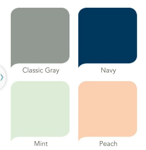 Navy, peach, gray, and mint color palatte.... except add yellow and use deep purple instead of navy... Mint Navy Color Palette, Navy And Mint Bathroom, Mint And Navy Bedroom, Mint And Blue Color Palette, Navy And Peach Bathroom, Mint Green And Navy Bedroom, Peach And Navy Bedroom, Mint Color Combinations, Peach Color Bathroom