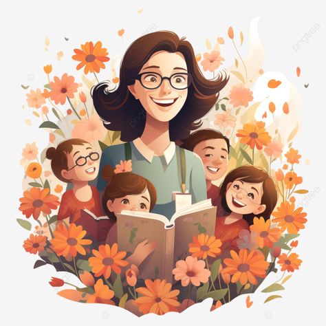 teacher student flower education illustration teacher student teachers day png How To Draw Teacher, Painting For Teachers Day, Education Related Drawings, Teachers Day Sketch, Teacher Art Illustration, Teacher Illustration Cute, Teacher Art Drawing, Teachers Day Painting, Teacher And Student Illustration