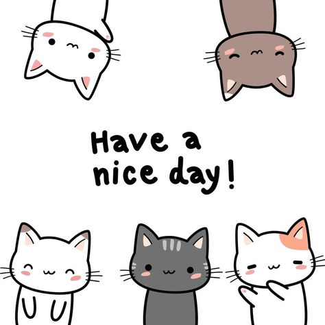 Cute cats greeting have a nice day illustration Abstract Tshirt Design, Have A Pleasant Day, Cat Pattern Wallpaper, Meow Art, Cartoon Doodle, Day Illustration, Cat Doodle, Have An Amazing Day, Happy Labor Day