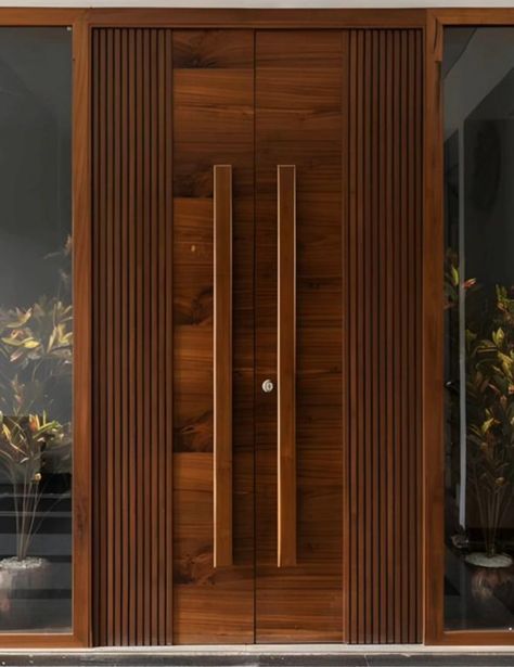 Main Entrance Door Design Teak Wood, Minimalist Entrance Door, Solid Door Design Modern, Luxury Wooden Door, Wooden Door Main Entrance, Arched Wooden Front Door, Main Door Handle Design Modern, Villa Main Door Design, Main Wooden Door Design