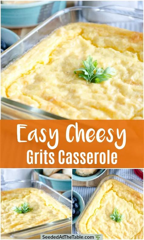 Baked Cheese Grits Casserole, Instant Grits Recipe, Grits Casserole Breakfast, Baked Cheesy Grits, Breakfast Casserole With Grits, Baked Cheese Grits, Baked Grits, Breakfast Grits, Cheesy Grits Recipe