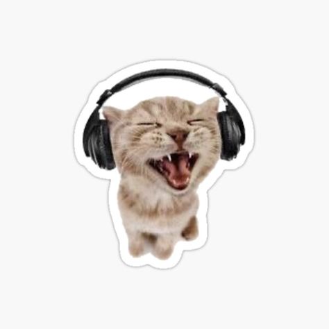 "headphones cat" Sticker for Sale by charlotteluciee | Redbubble Printable Stickers Y2k, Trendy Stickers Printable, Sticker Water Bottle Aesthetic, Aesthetic Music Stickers, Music Aesthetic Stickers, Stickers For Laptop Printable, Sticker Aesthetic Printable, Laptop Stickers Aesthetic Printable, Cute Stickers Printable Aesthetic