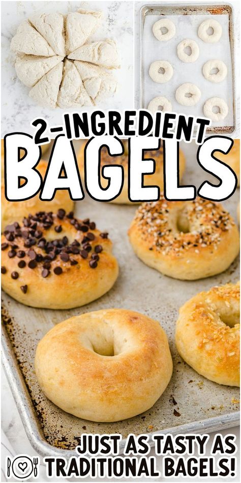 2 Ingredient Bagels 2 Ingredient Bagels, Cream Cheese Peanut Butter, How To Make Bagels, Bagel Recipes, Bagel Recipe Easy, Bagel Toppings, Ww Food, Savory Breads, Ww Recipe