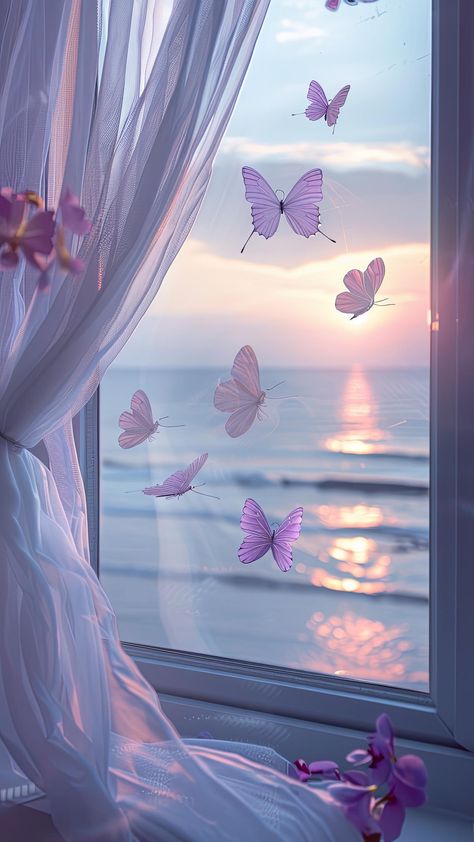 Cute Wallpapers With Butterflies, Pictures For Phone Wallpapers, Flower Wallpaper Purple Aesthetic, Cute Athstetic Wallpaper, Butterflies And Flowers Aesthetic, Pretty Wallpaper For Phone, Soothing Wallpapers Iphone, Asthetic Picture Wallpaper Cute, Purple Cute Wallpaper Iphone