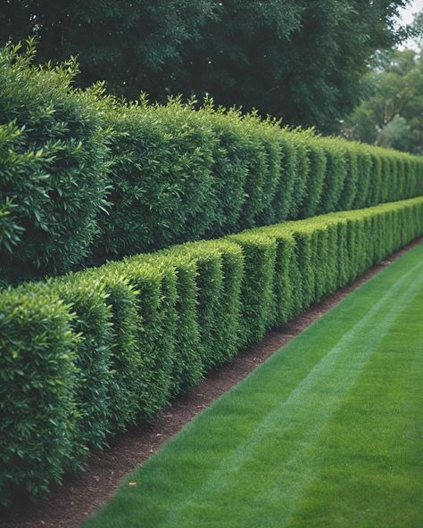 12 Best Shrubs For Fence Line Boxwood Privacy Hedge, Natural Fence Ideas Privacy Hedge, Hedgerow Fence, Property Line Landscaping, Privacy Hedges Fast Growing, Privacy Bushes, Property Fence, Hedge Ideas, Living Fences