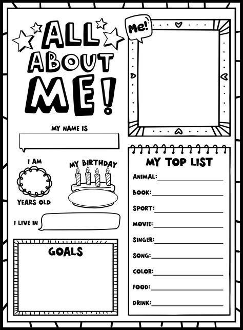 All About Me Poster Printable Worksheet A Bit About Me Template, All About Me Poster Ideas High School, Instagram About Me Template, All About Me Slideshow Ideas, All About Me Template Preschool, About Me School Project, Get To Know Me Questions Template, About Me Worksheet Middle School, Things About Me Template