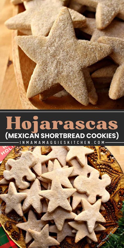 Savor Hojarascas, delicious Mexican Shortbread Cookies made with cinnamon and sugar coating, infused with cinnamon tea! This vegan Mexican food recipe is a perfect Thanksgiving dessert idea. Bake them today and enjoy the taste of tradition! Cinnamon Mexican Wedding Cookies, Vegan Mexican Cookies, Orejas Cookies, Our Lady Of Guadalupe Feast Day Food, Mexican Cookies Polvorones, Mexican Gingerbread Pigs, Horchata Cookies Recipe, Mexican Christmas Eve Dinner Ideas, Authentic Mexican Snacks