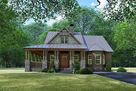 Wraparound Porch, Porch Plans, Rustic House Plans, Small Cottages, Plans Architecture, Matching Pairs, Craftsman House Plan, Cottage Plan, Standing Seam