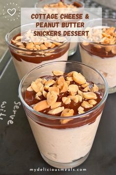 Get ready to enjoy this Cottage Cheese & Peanut Butter Snickers Dessert. It's a high protein, creamy, and easy dessert recipe made from simple ingredients you already have in your kitchen. This simple recipe combines cottage cheese, creamy peanut butter, honey, and a touch of chocolate and peanuts for a delightful treat. Cottage Cheese Peanut Butter, Peanut Butter Snickers, Snickers Dessert, Cottage Cheese Dessert Recipes, Cottage Cheese Recipes Healthy, Cottage Cheese Desserts, High Protein Desserts, Easy Dessert Recipe, Butter Honey