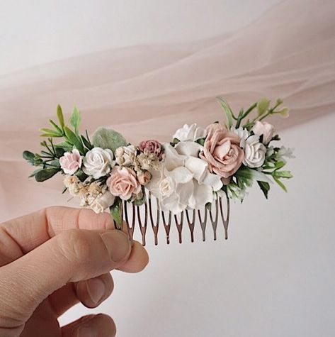 blush and white and greenery wedding hair piece, blush flower hair clip, blush hair accessories, flo White And Greenery Wedding, Blush Hair, Bridesmaid Headpiece, Floral Hair Vine, Hair Vine Bridal, Floral Comb, Wedding Hair Piece, Flower Comb, Bridal Comb