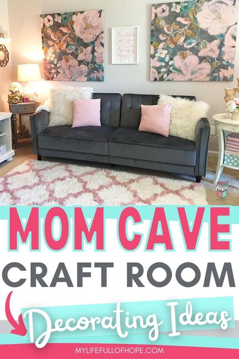 MOM CAVE DECORATING IDEAS & CRAFT ROOM - Organizing all my crafting goodies in my mom cave/craft room was really overwhelming. 7 hacks that helped me achieve the Mom Cave inspiration of my dreams. Having a space where you can craft, plan and just relax is really nice to have. Sharing my storage solutions, organization, and how I decorated my space all on a budget.
#momcaveideas #craftroomstorage #momcaveroom Small Craft Room Idea, Craft Room Design Ideas Small Spaces, Craft Room And Spare Bedroom, Craft Room Bedroom Ideas, Catch All Room Ideas, Office / Craft Room Combo, Craft And Playroom Room Ideas, Comfy Craft Room, Craft Room With Bed Ideas