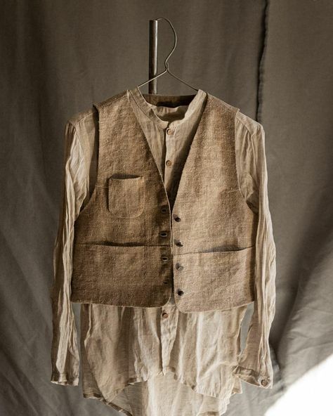 Kinzzza on Instagram: “We just finished with a new waistcoat called HERITAGE, will be listed tomorrow or day after - but can't wait to show. It took a few months…” Victorian Shirt, Women's Waistcoat, Beige Shades, Womens Waistcoat, Raw Color, Linen Gauze, Visible Stitching, Linen Pajamas, Linen Men