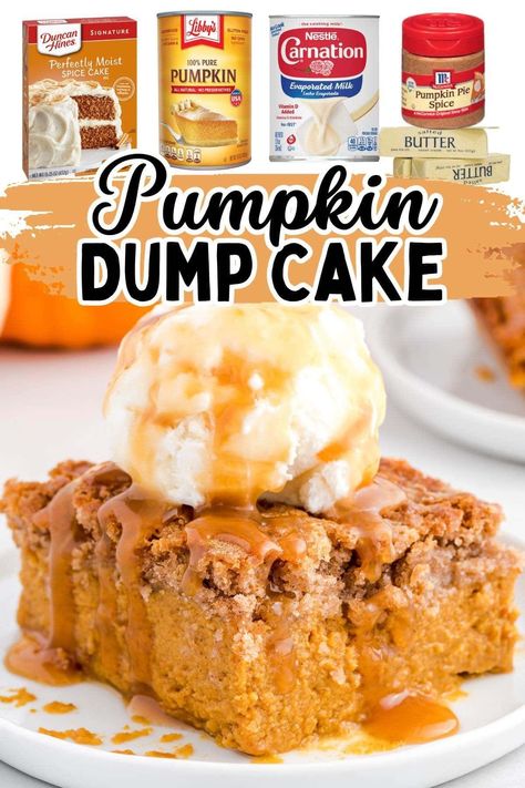 Pumpkin Dump Cake is one of our most popular recipes with my readers for a reason – it takes 10 minutes to prep and is ready to bake even before the oven is preheated! Equally easy as it is delicious, it’s no wonder why this recipe has almost 100 5-star reviews! The perfect dessert for fall! #pumpkinrecipe #falldessert #easyrecipe