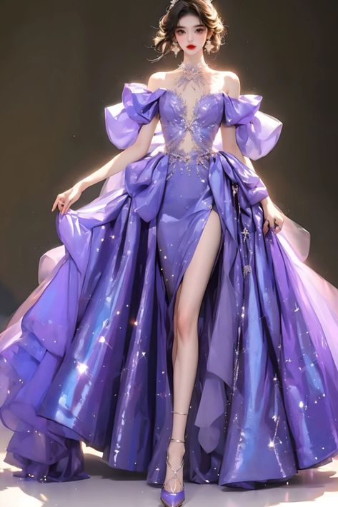 Big Purple Dress, Gown Purple, Carpet Dress, Dreamy Gowns, Fancy Fashion, Purple Dresses, Fashion Designing, Effortlessly Chic Outfits, Dream Wedding Ideas Dresses