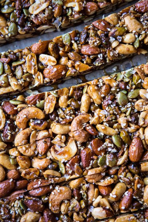 Chocolate Dunked Salted Honey Nut Bars. - Half Baked Harvest Honey Nut Bars, Nut Bars, Nut Bar, Honey Nut, Half Baked, Half Baked Harvest, Dinner Meals, Food Dinner, Energy Bars