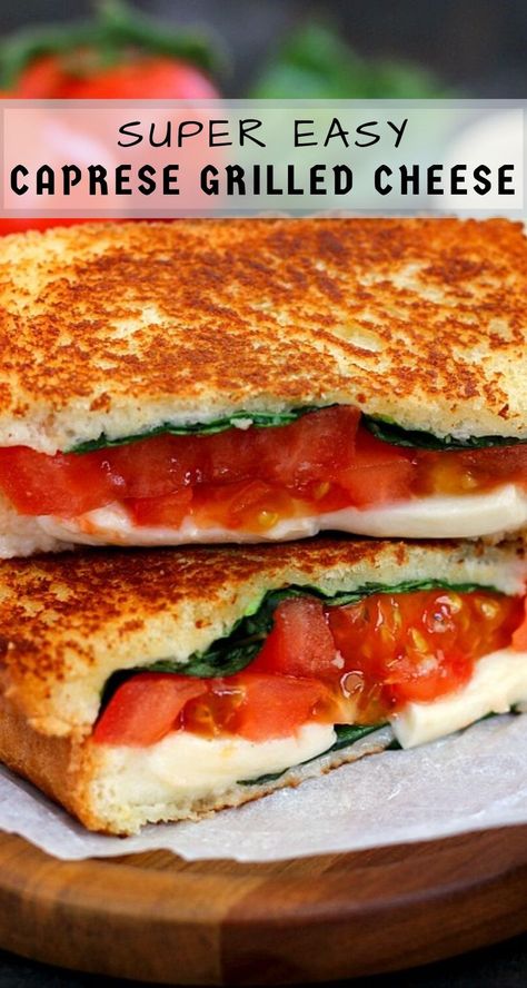 Caprese Melt Sandwich, Parmesan Crusted Caprese Grilled Cheese, Grilled Cheese With Mozzarella, Mozzarella Sandwich Grilled, Tuscan Grilled Cheese, Mozzarella And Basil Recipes, Mozzarella Lunch Ideas, Grilled Cheese With A Twist, Basil Sandwich Recipe