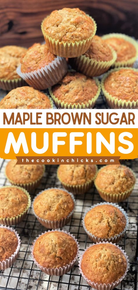 Bake up a batch of this easy back-to-school recipe! Not only are these Maple Brown Sugar Muffins moist, but they are also hearty with the flavor of cinnamon. Enjoy this breakfast on-the-go idea as a snack, too! Moist Muffin Recipe, Fall Baking Ideas, Brown Sugar Muffins, The Best Muffins, Christmas Brunch Menu, Muffin Recipes Cinnamon, Fall Muffins, The Cookin Chicks, Chicke Recipes