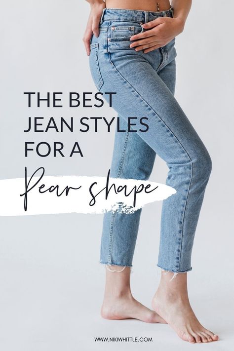 Pear Shape Pants Style, Pear Jeans Body Shapes, Boyfriend Jeans For Pear Shaped Women, Jeans For Petite Pear Shape, Best Jeans For Short And Curvy, Wide Leg Jeans For Pear Shape, Jeans Dressed Up Outfit, Flattering Pear Shape Outfits, Wide Leg Jeans Pear Shape