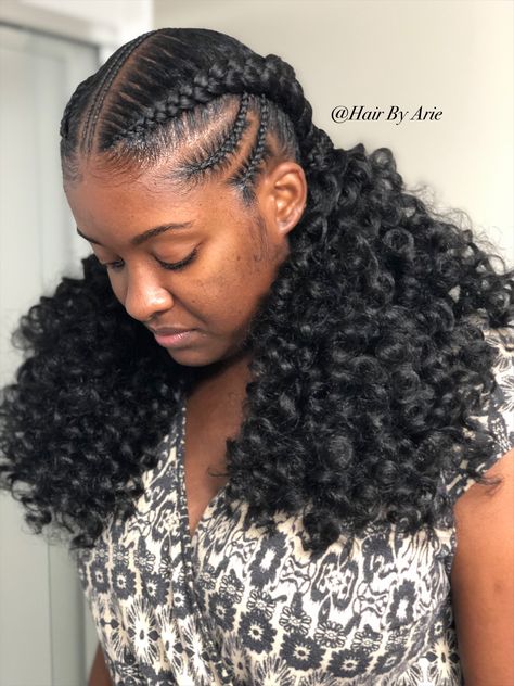 Half Up Half Down Crochet, Ponytails Hairstyles, Feed In Braids Ponytail, Crochet Ponytail, Natural Hair Ponytail, Sleek Braided Ponytail, Latest Hair Braids, Feed Ins, Lemonade Braids Hairstyles