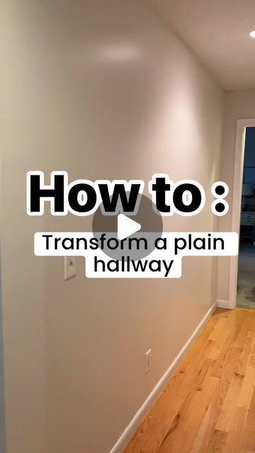 Ideas For End Of Hallway Wall, End Of Narrow Hallway Ideas, Large Plain Wall Ideas Living Room, Hallway Decor Inspiration, Long Wall Decorating Ideas Hallways, Wall Trim Hallway, How To Make A Hallway Look Wider, Passage Decor Hallways, Hallway Wall Ideas Narrow