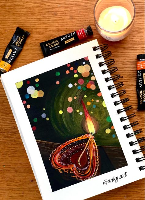 Deepawali Drawing, Painting On Diwali, Diwali Painting Ideas Canvas, Diwali Theme Drawing, Diwali Related Drawings, Drawing On Diwali, Diwali Art Ideas, Diwali Canvas Painting, Diwali Watercolor Painting