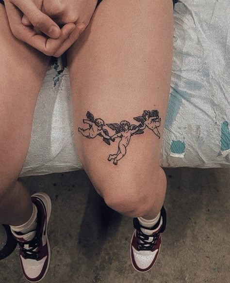 Tato Grunge, Angel Tattoo For Women, Tattoos Sleeve, Tattoos Geometric, Leg Tattoos Women, Dope Tattoos For Women, Thigh Tattoos Women, Knee Tattoo, Discreet Tattoos