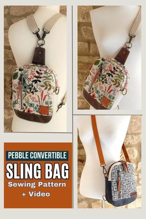 Backpack Sewing Patterns Free, Rucksack Sewing Pattern, Sling Bag Diy Free Pattern, Cross Body Sling Bag Pattern Free, Crossbody Sewing Pattern, Diy Sling Bag Pattern, Sling Bag Pattern Free, Convertible Bag Pattern, Cross Body Bag Pattern Free