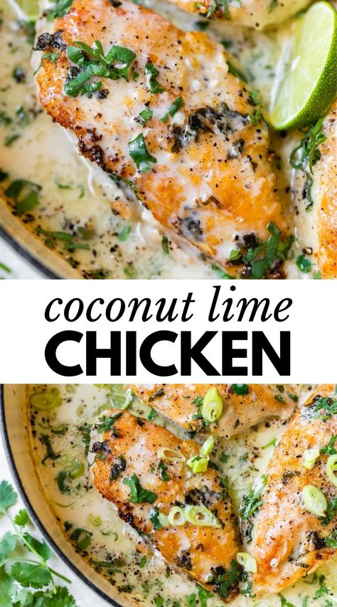 Coconut Lime Chicken, Resep Diet, Coconut Sauce, Health Dinner, Thigh Recipes, Lime Chicken, Health Dinner Recipes, Chicken Thigh, Chicken Dishes Recipes