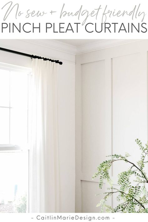 How to Pleat IKEA RITVA Curtains - Caitlin Marie Design Ikea Curtains Pleat, How To Hang Pinch Pleat Curtains With Rings, Ikea Ritva Curtains, Ikea Sheer Curtains, Ritva Curtains, Batten Diy, Pinch Pleat Drapes, Classic House Interior Design, Utah House