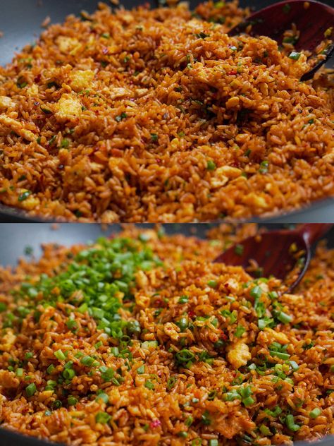 Spicy Egg Fried Rice Thai Fried Rice Recipe Spicy, Spicy Egg Fried Rice, Shrimp Egg Fried Rice, Bacon And Egg Fried Rice Recipe, Sriracha Fried Rice, Chicken Fried Eggs, Gochujang Fried Rice, Spicy Rice Recipes, Cantonese Fried Rice