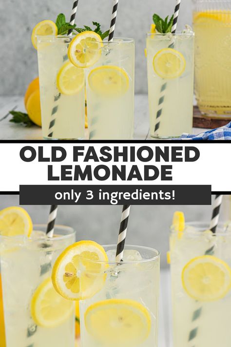 Old-fashioned Homemade Lemonade with just the right amount of sweetness is the perfect, easy three-ingredient drink for your next gathering. Squeeze fresh lemons, take some help from bottled lemon juice, or do a combination of the two. Lemonade Truck, Old Fashioned Lemonade, Fresh Lemonade Recipe, Mocktail Ideas, Easy Lemonade, Homemade Lemonade Recipe, Good Lemonade Recipe, Homemade Lemonade Recipes, Alcohol Beverages