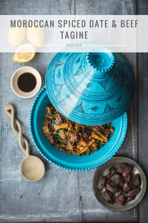 Beef Tagine Recipes, Cooking With Dates, Moroccan Tagine Recipes, Beef Tagine, Tajin Recipes, Moroccan Beef, Slow Beef Stew, Tagine Cooking, British Baking Show Recipes