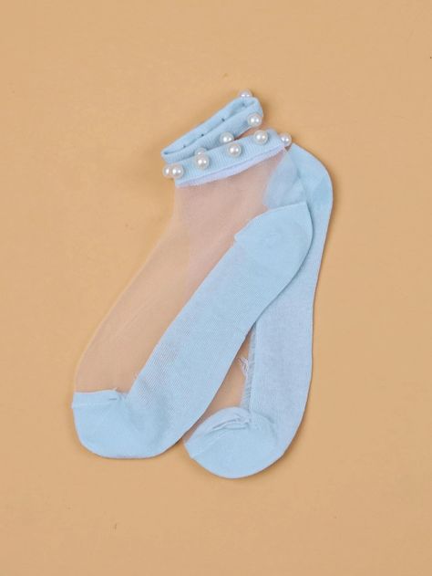 Faux Pearl Decor Ankle Socks | SHEIN USA Ankle Socks Women, Ankle Socks, Socks Women, Faux Pearl, Flip Flops, Socks, Sandals