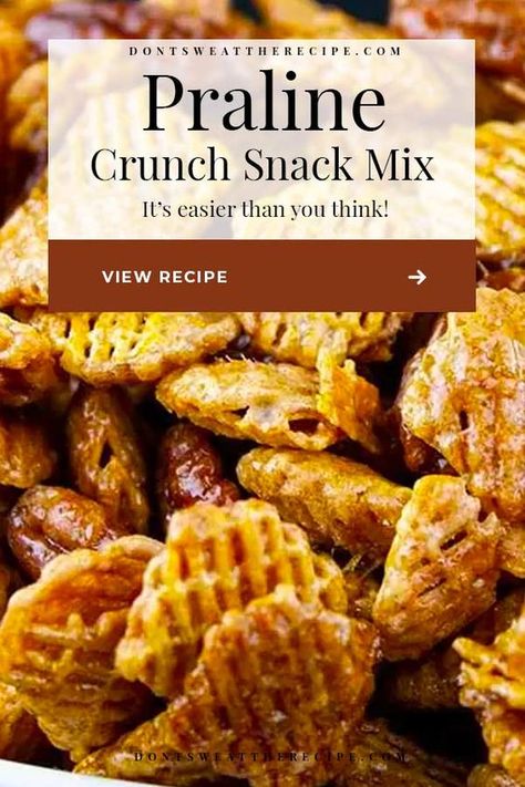 Chex Mix Recipes With Pecans, Pecan Chex Mix Recipes, Praline Mix Recipe, Sweet And Salty Texas Trash, Chex Mix With Pecans, Crispix Pecan Praline, Chex Mix Praline Crunch, Chex Mix Pecan Praline, Pecan Praline Crunch