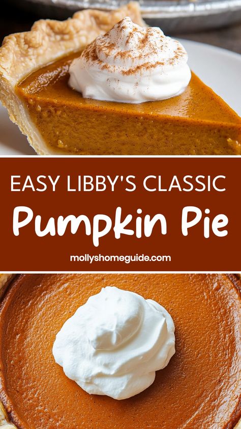 Indulge in the perfect dessert for the holiday season with Libby's Classic Pumpkin Pie. This iconic recipe has been a favorite for generations, featuring a rich and creamy filling spiced with cinnamon, cloves, and nutmeg, all baked to perfection in a flaky pie crust. Whether you're hosting a family gathering or simply craving a taste of nostalgia, this pumpkin pie is sure to delight your taste buds. Pumpkin Pie Recipe Natashas Kitchen, Libby’s New Pumpkin Pie Recipe, Double Crust Pumpkin Pie, Pumpkin Pie Libby Recipe, Pumpkin Pie Recipe With Store Bought Crust, Pumpkin Pie Using Canned Pumpkin, Vanilla Pumpkin Pie, Pumpkin Pie Recipe Heavy Cream, Pumpkin Pie Using Pumpkin Pie Spice