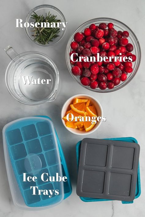 Holiday Mimosa Ice Cubes, Orange Ice Cube Mimosas, Cranberry Mimosa Ice Cubes, Christmas Mimosa Ice Cubes, Cranberry Rosemary Ice Cubes, Mimosa Ice Cubes Christmas, Cranberry Ice Cubes Holiday Drinks, Festive Ice Cubes, Holiday Ice Cubes