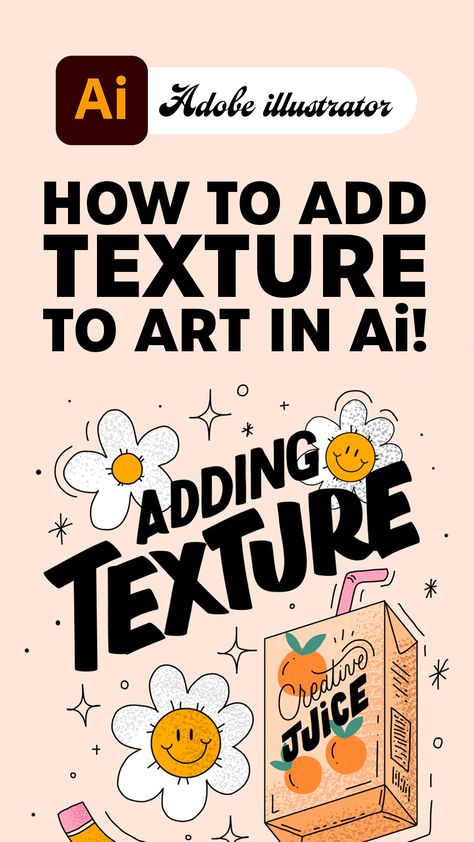 Learn how to add texture to you artwork or handlettering in Adobe Illustrator by creating a simple scatter brush! Illustrator Practice Ideas, How To Draw In Adobe Illustrator, Adobe Illustrator Art Tutorials, Graphic Design Illustrator Tutorials, Fonts For Adobe Illustrator, Texture On Illustrator, Adobe Illustrator Prompts, Simple Illustrator Design, Adobe Illustrator Artwork Digital Art