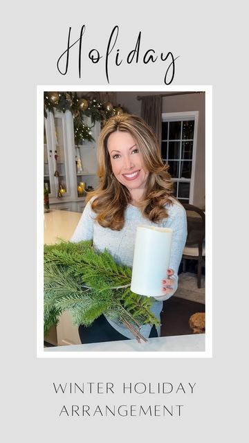 Christmas Greens In Vase, Green And White Christmas Centerpieces, Winter Greenery Arrangements, Winter Floral Arrangements Centerpieces, Christmas Arrangements Diy, Christmas Greenery Arrangements, Janine Graff, Simple Arrangements, White Hydrangea Centerpieces