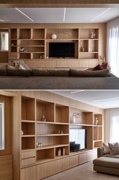 Custom Built In Cabinets Living Room, Tv Room Cabinets Built Ins, Lounge Wall Shelves, Wall Of Shelves With Tv, Tv Cabinet Built In, Built In Tv Cabinets Living Room, Tv Wall Design With Storage, Tv In Cabinet, Wall Units Living Room Built Ins