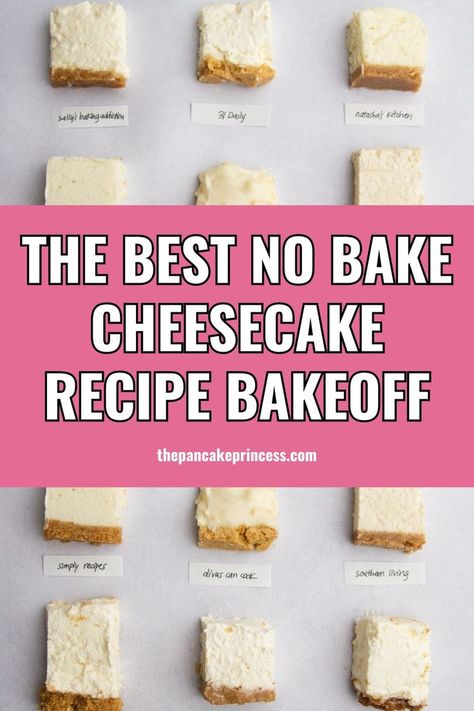 We tested 9 no bake cheesecake recipes to find the best no bake cheesecake recipe! Discover the easy and classic recipe that took the top spot. Learn how to make no bake cheesecake with a creamy filling that’s perfect for any occasion. This easy cheesecake is sure to become your go-to dessert. Best No Bake Cheesecake Recipe, Recipes With Sour Cream, Bake Cheesecake Recipes, No Bake Cheesecake Recipes, Pancake Princess, Best No Bake Cheesecake, No Bake Cheesecake Recipe, Sour Cream Cheesecake, Bake Off Recipes