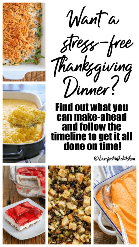 Want a stress-free Thanksgiving dinner? Find out what you can make-ahead and follow the timeline to get it all done on time! Easy Thanksgiving Dinner Recipes, Thanksgiving Meal Prep, Thanksgiving Timeline, Thanksgiving Menu Planning, Leftover Ideas, Easy Thanksgiving Dinner, Cooking Thanksgiving Dinner, Thanksgiving Planning, Thanksgiving Appetizers Easy