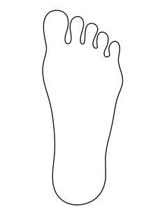 Foot pattern. Use the printable outline for crafts, creating stencils, scrapbooking, and more. Free PDF template to download and print at http://patternuniverse.com/download/foot-pattern/ Footprint Printable Free, Footprint Template Free Printable, Footprint Template, Printable Outline, Crochet Labels, Kids New Years Eve, Coloring Crafts, Crochet Barefoot Sandals, Nautical Crafts