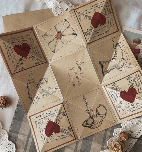 Medieval Love Letter, Folding Letters Into Envelope, Victorian Love Note Origami, Letter Design Ideas Cards Aesthetic, Victorian Puzzle Purse Design Ideas, Victorian Love Note, Victorian Letter Folding, Victorian Puzzle Purse Design, Victorian Love Letters