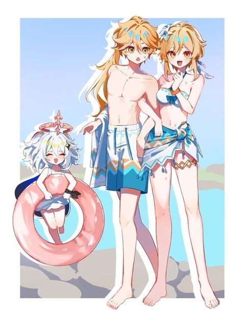 Lumine Paimon, Aether Lumine, Anime Websites, Anime Siblings, Anime Friendship, Transformers Comic, Anime Guys Shirtless, Anime Family, Cute Little Drawings