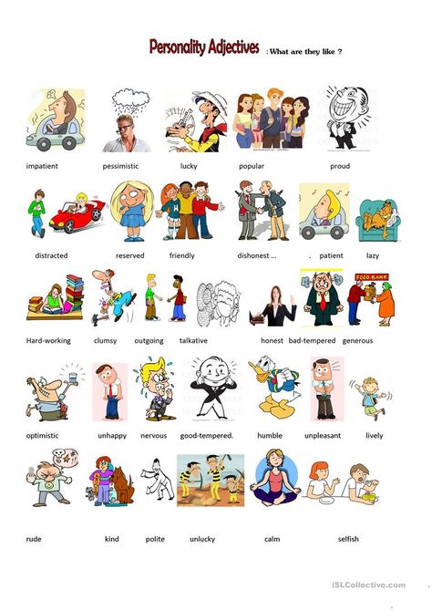 personality adjectives - English ESL Worksheets for distance learning and physical classrooms Describe My Personality, Adjectives To Describe Personality, Personality Adjectives, Personality Descriptions, English Culture, Pte Exam, General English, Paper Composition, English Adjectives