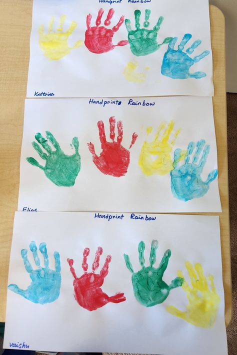 Today we made beautiful Handprint rainbow craft for all about me theme . Enjoyed reading books " Here are my hands and Hands are not for hitting. Here Are My Hands Book Activities, Arms Hands And Fingers Crafts For Toddlers, Hands Are Not For Hitting, Handprint Rainbow, All About Me Theme, Rainbow Craft, Toddler Curriculum, Rainbow Crafts, Handprint Crafts