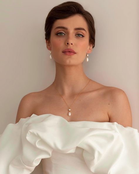 Mira is handcrafted using delicate 14k gold-filled components and beautiful freshwater pearls each carefully selected for their perfect shape and lustre Bridal Makeup Styles, Delicate Jewelry Aesthetic, Pearls In Hair Wedding, Hair For Veil, Styling Pearls, Black Dress And Pearls, How To Style Pearls, Wedding Dress Pearls, Delicate Aesthetic