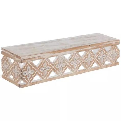 Beige & White Floral Cutout Wood Wall Shelf | Hobby Lobby | 1954460 Beige Room, Photo Frame Display, Boho Space, Warm Decor, Faux Floral Arrangement, Wood Wall Shelf, Scarf Crochet, Print Coupons, Ceramic Pots